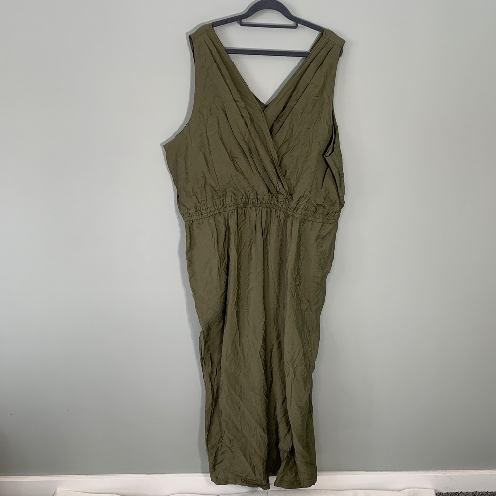 NEW Maurices‎ Womens 3X Olive Green Surplice Sleeveless Jumpsuit Pants Romper